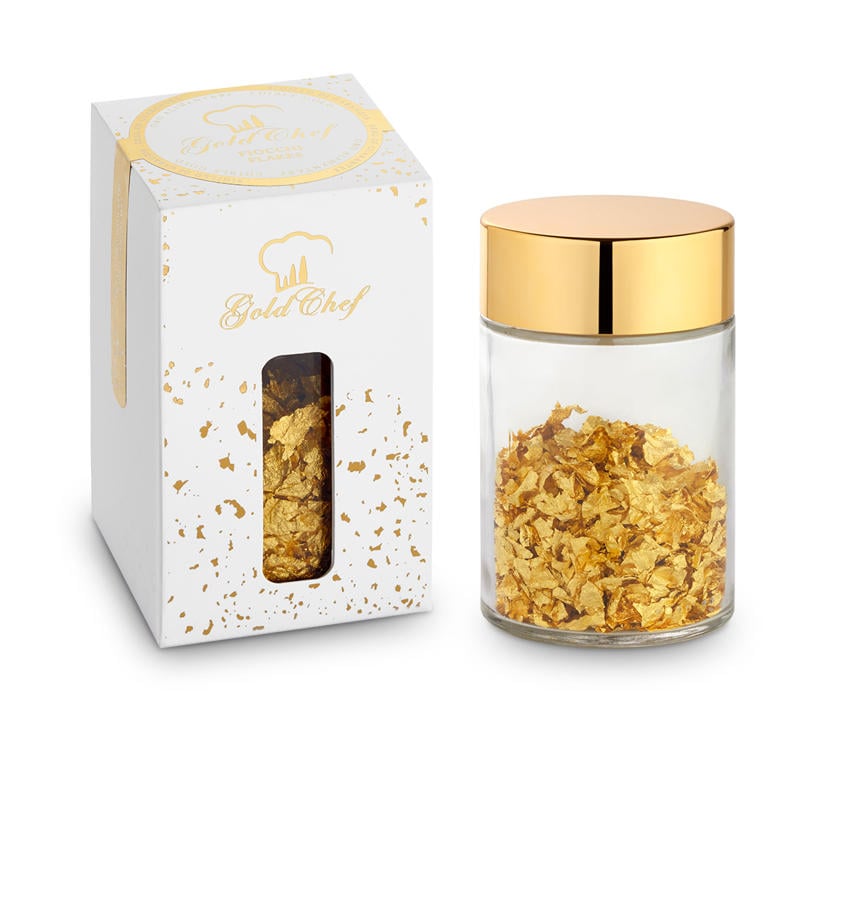 Edible Gold Glitter Flakes/Non Metallic Gold Edible Flakes 1 oz  Bottle/Edible Soft Gold Course Flakes